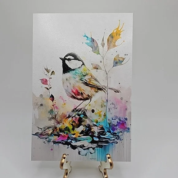4x6 Chickadee Watercolor Illustration Art Oil‎ Painting Print - Picture 3 of 9
